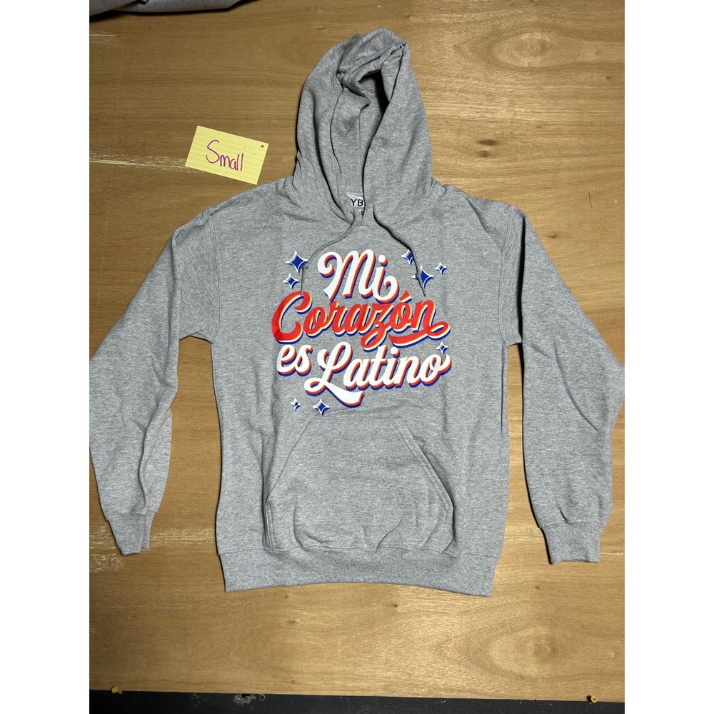Hybrid Hoodie Kids S Grey‎ Mi Corazón es Latino Graphic Pullover Sweatshirt